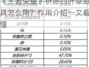 《王者荣耀》祈愿四叶草道具怎么用？作用介绍一文看懂