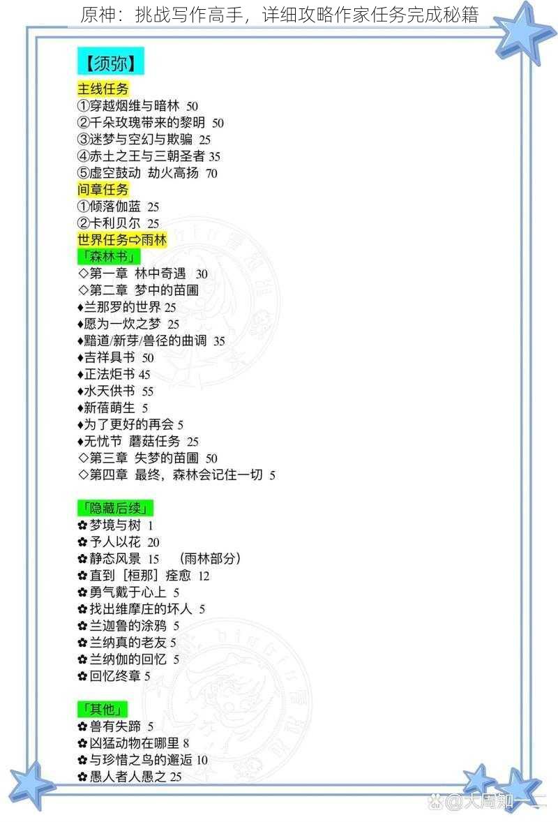 原神：挑战写作高手，详细攻略作家任务完成秘籍