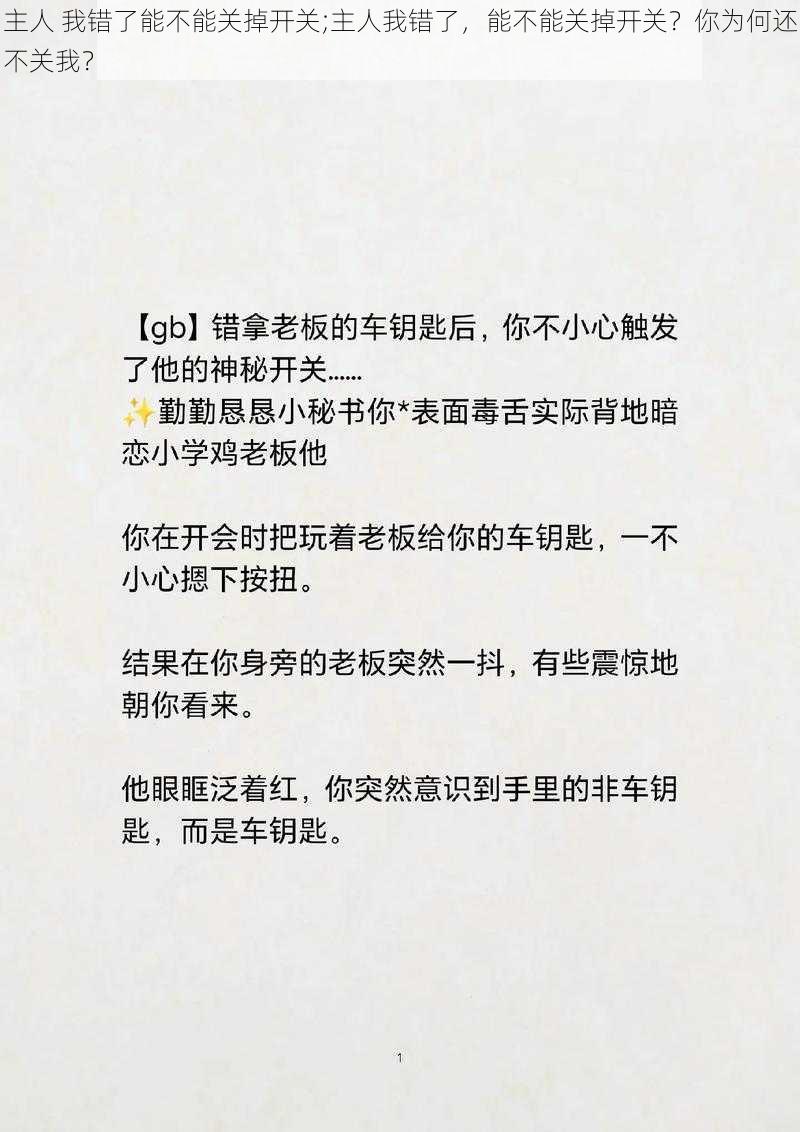 主人 我错了能不能关掉开关;主人我错了，能不能关掉开关？你为何还不关我？