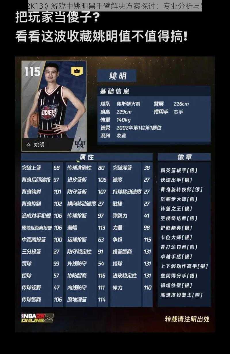 《NBA 2K13》游戏中姚明黑手臂解决方案探讨：专业分析与实用建议