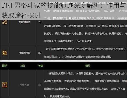 DNF男格斗家的技能痕迹深度解析：作用与获取途径探讨