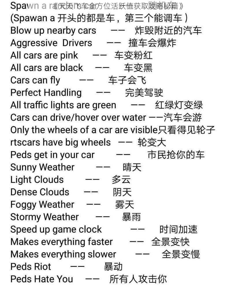 《天天飞车全方位活跃值获取攻略秘籍》