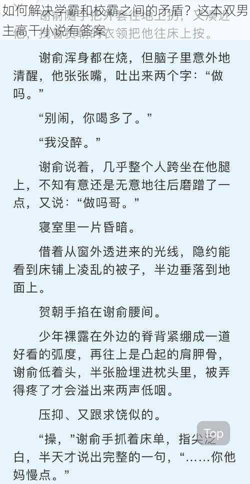 如何解决学霸和校霸之间的矛盾？这本双男主高干小说有答案