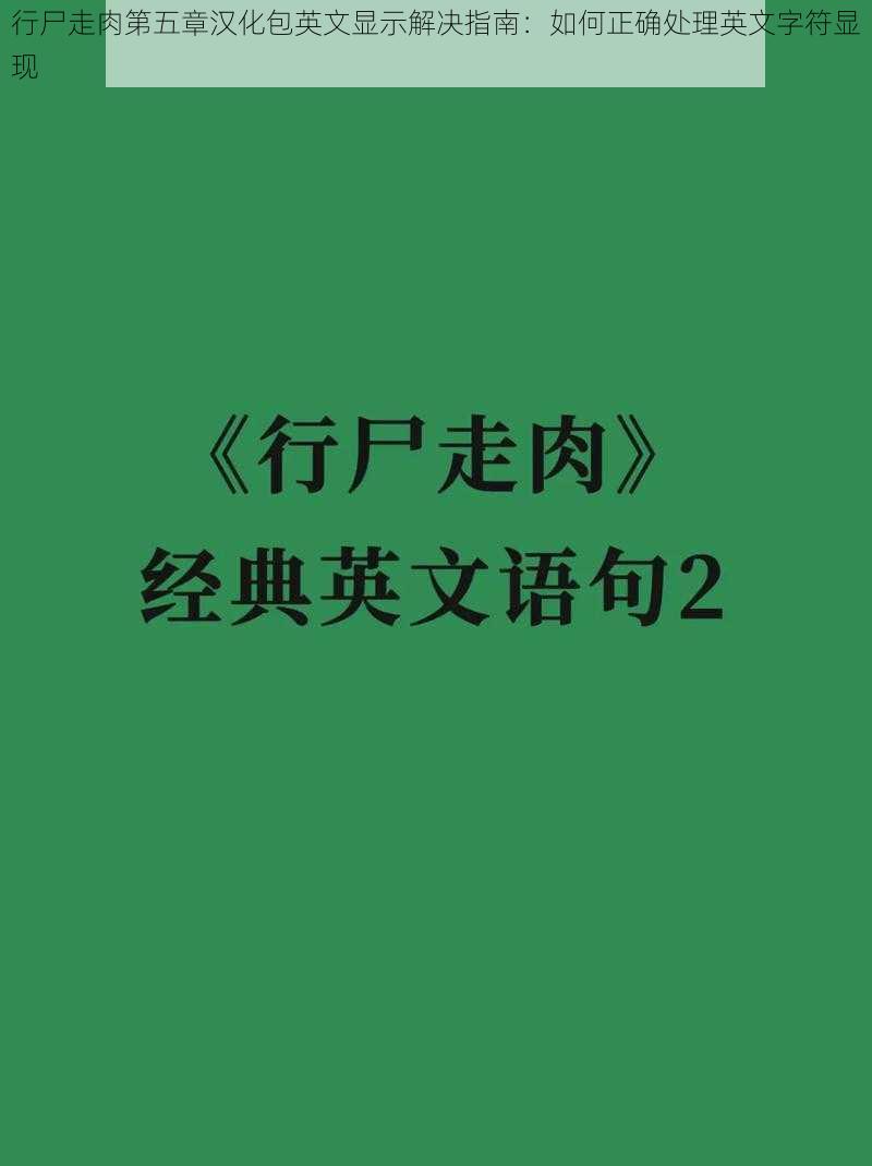 行尸走肉第五章汉化包英文显示解决指南：如何正确处理英文字符显现