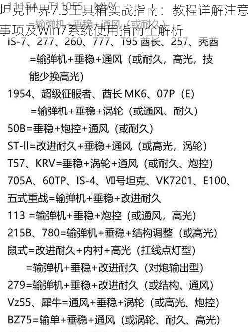 坦克世界7.3工具箱实战指南：教程详解注意事项及Win7系统使用指南全解析