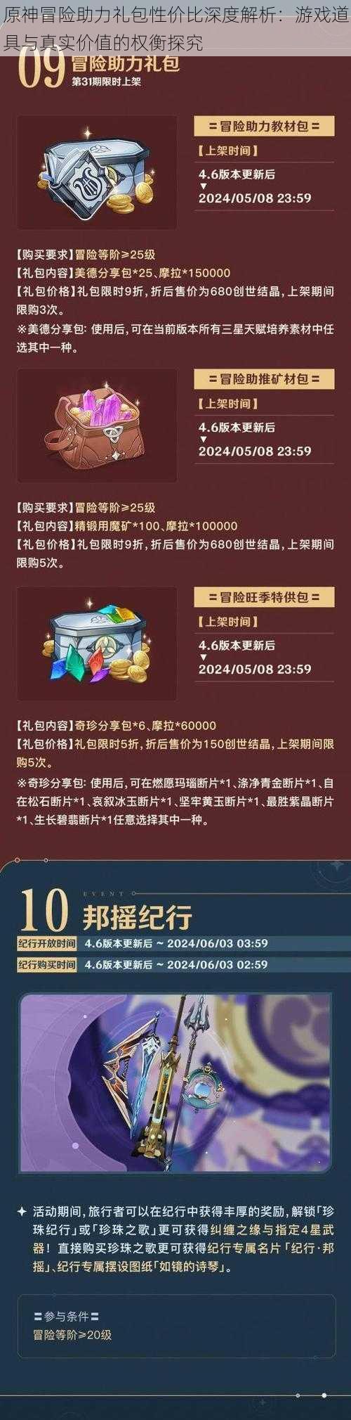 原神冒险助力礼包性价比深度解析：游戏道具与真实价值的权衡探究