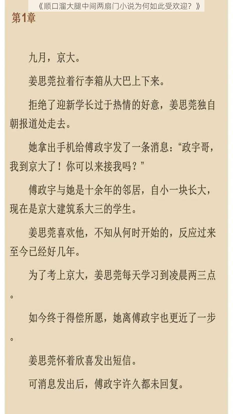 《顺口溜大腿中间两扇门小说为何如此受欢迎？》