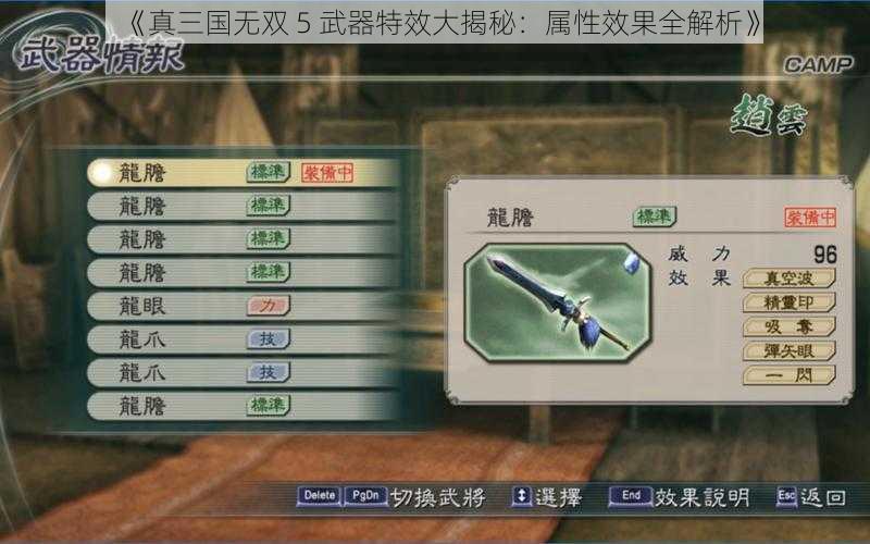 《真三国无双 5 武器特效大揭秘：属性效果全解析》