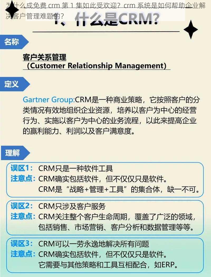 为什么成免费 crm 第 1 集如此受欢迎？crm 系统是如何帮助企业解决客户管理难题的？