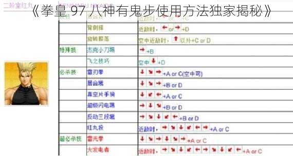 《拳皇 97 八神有鬼步使用方法独家揭秘》