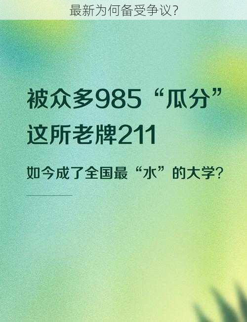 最新为何备受争议？