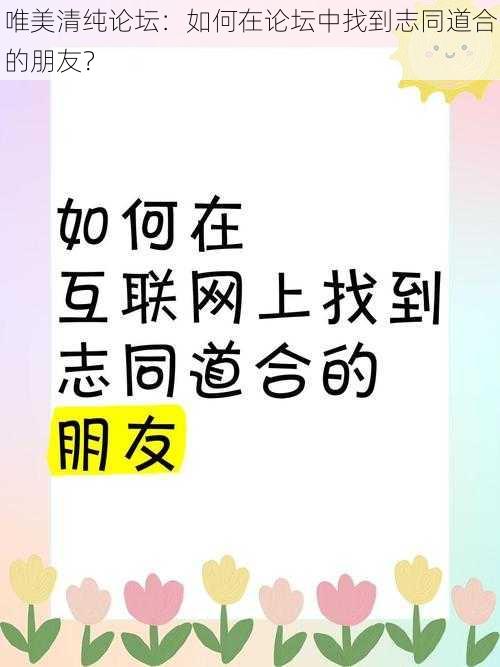 唯美清纯论坛：如何在论坛中找到志同道合的朋友？