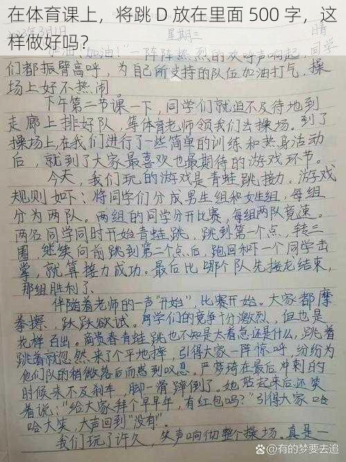 在体育课上，将跳 D 放在里面 500 字，这样做好吗？