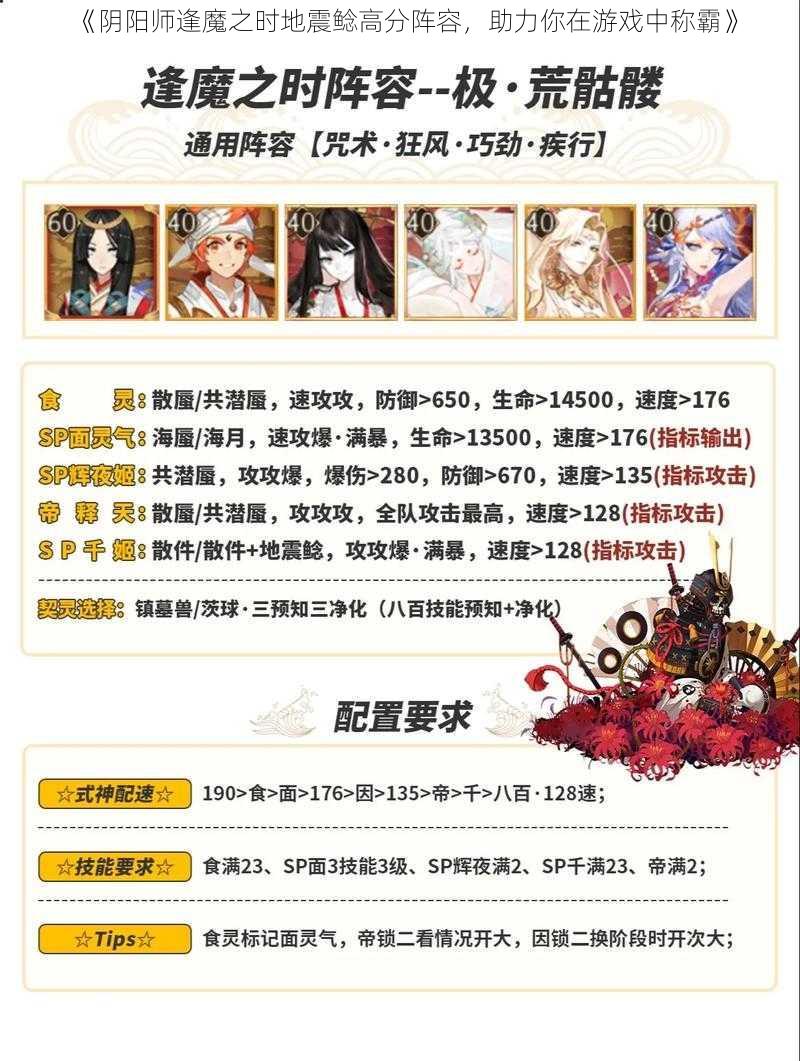 《阴阳师逢魔之时地震鲶高分阵容，助力你在游戏中称霸》