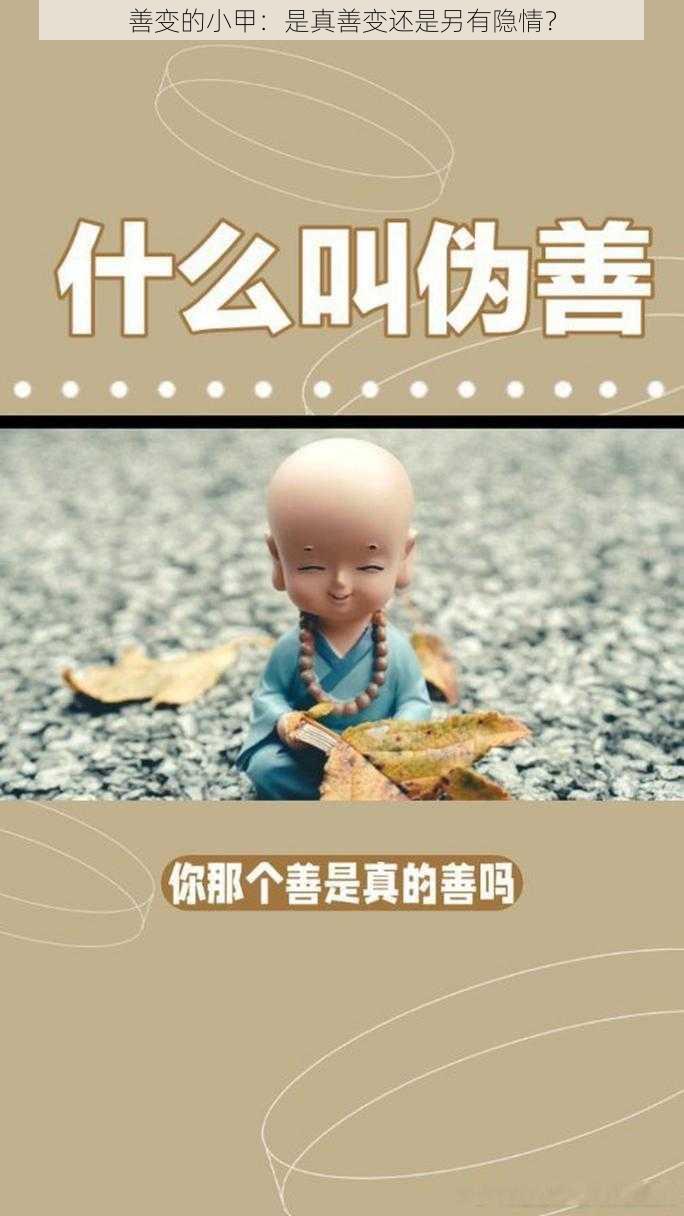 善变的小甲：是真善变还是另有隐情？