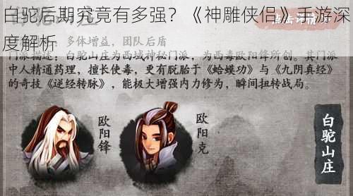 白驼后期究竟有多强？《神雕侠侣》手游深度解析