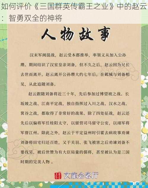 如何评价《三国群英传霸王之业》中的赵云：智勇双全的神将