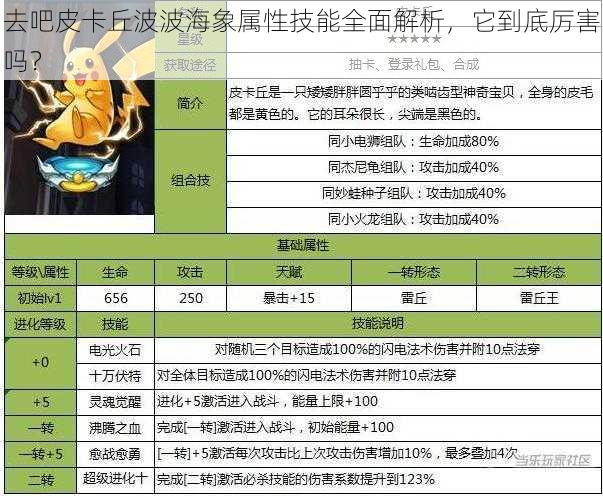 去吧皮卡丘波波海象属性技能全面解析，它到底厉害吗？