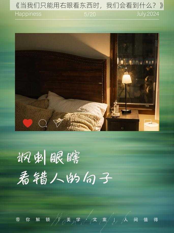 《当我们只能用右眼看东西时，我们会看到什么？》